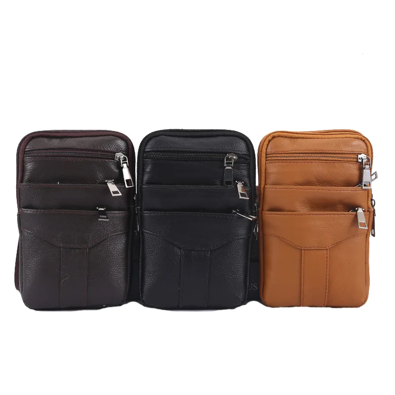 

Brand Men's Waist Bag Genuine Leather Male Fanny Pack Male Shoulder Chest Bags For Phone Hip Sack Man Belt Pouch Bum Bag Q330