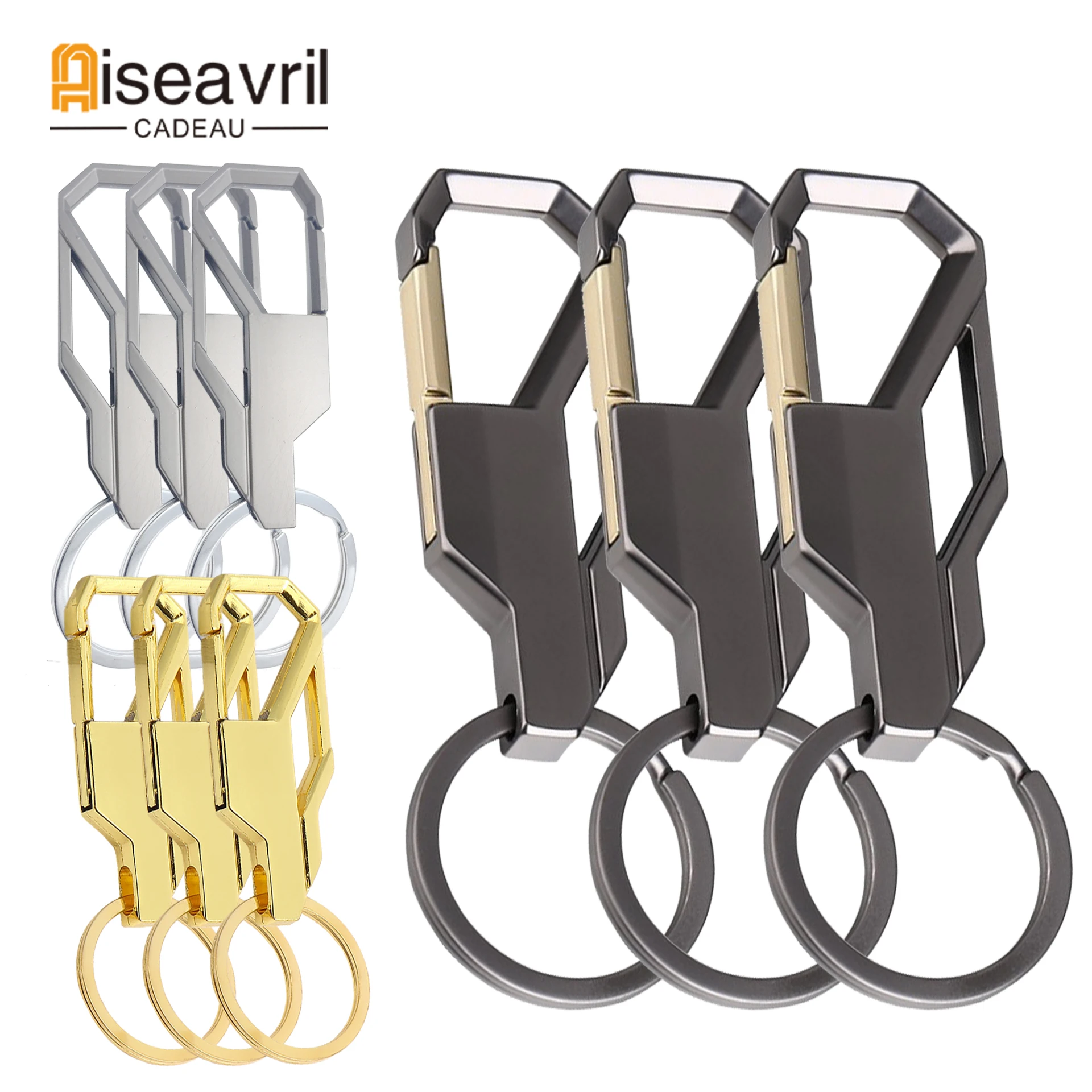 

Classic Stainless Steel Keychain High-grade Keyring for Men's Car Buckle Key Chain Ring Holder Waist Belt Clip Anti-lost Buckle