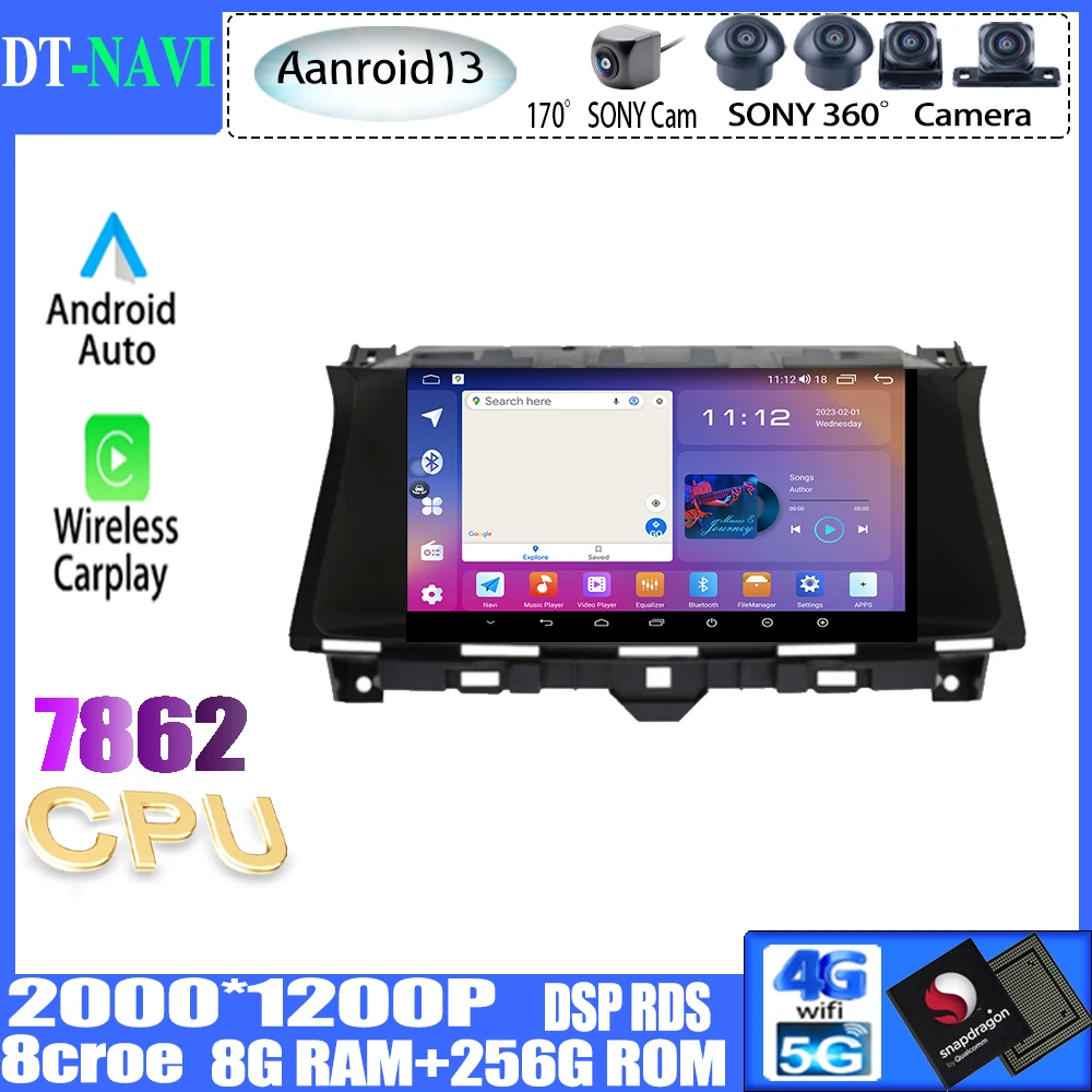 

Android 13 For Honda Accord 8 Crosstour 2008 - 2012 Carplay Auto Recorder GPS Navigation Car Radio Multimedia Dvd Pla