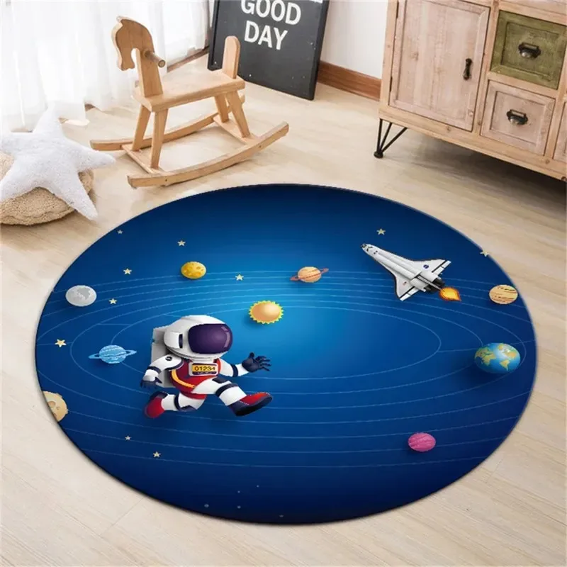 Милый мультяшный космический астронавт украшение для дома круглый ковер спальни