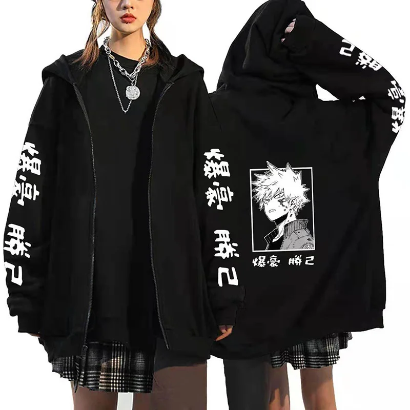 

Japanese Style My ero Academia Katsuki Bakuo Zip die New Anime Sweatsirt Zipper Jackets Funny arajuku Casual Men's Coats