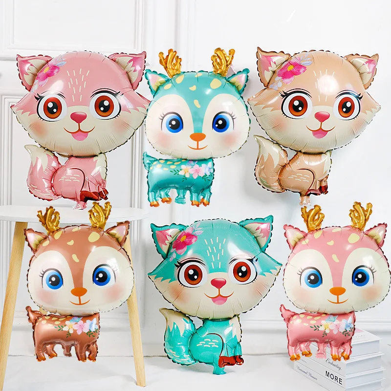 

Cartoon Fox Deer Foil Balloons Forest Animal Theme Globos Birthday Party Decorations Adult Kids Gifts Baby Shower Balls Supplies