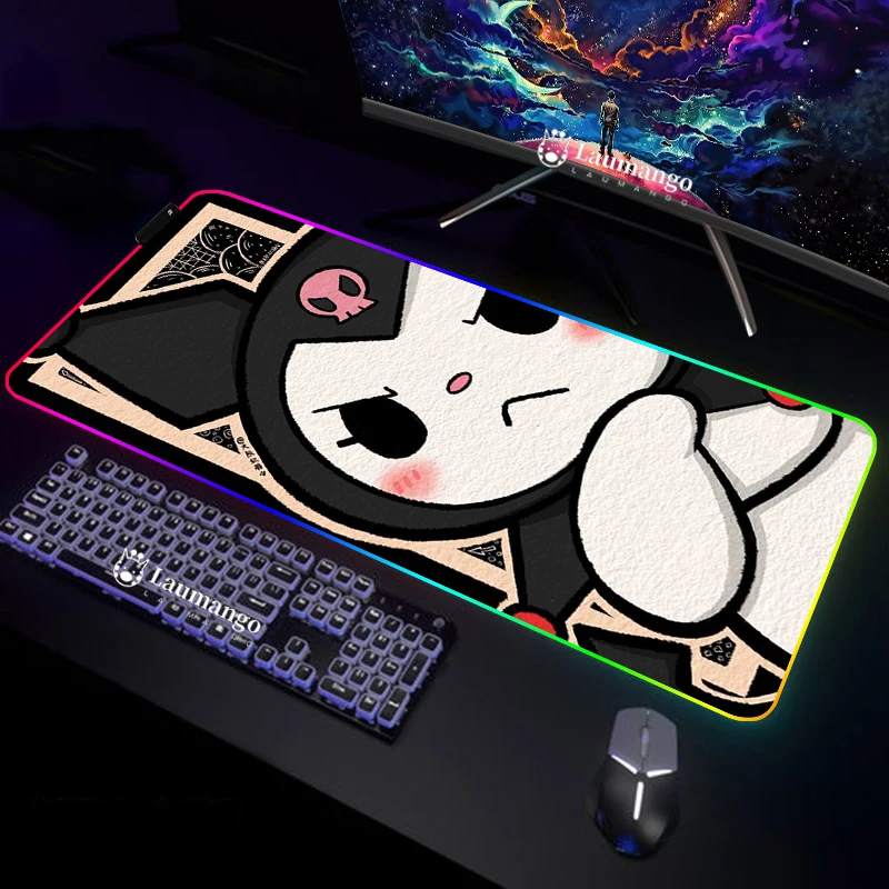 

Kawaii Rgb Mouse Pad Kuromies Led Mats Gaming Mat Gamer Keyboard Xxl Accessories Computer Pads Backlight Mausepad Extended Pc