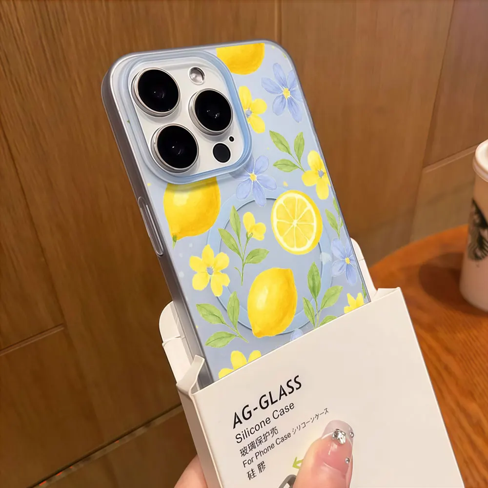 Фото Матовый чехол INS Leaf Lemon для Samsung Galaxy S26 S24 S25 FE Ultra Plus A57 A37 A36 A35 A56 A55 A07 с магнитом №5