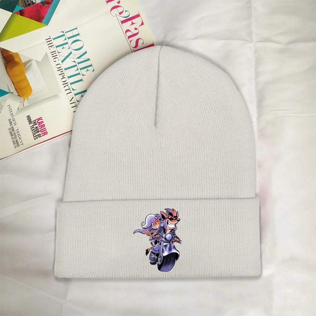 

Ride Motorcycle Skullies Beanie Crash Bandicoot Wolf Video Game Knitted Bonnet Teens Caps Cycling Fashion Brimless Elastic Hats