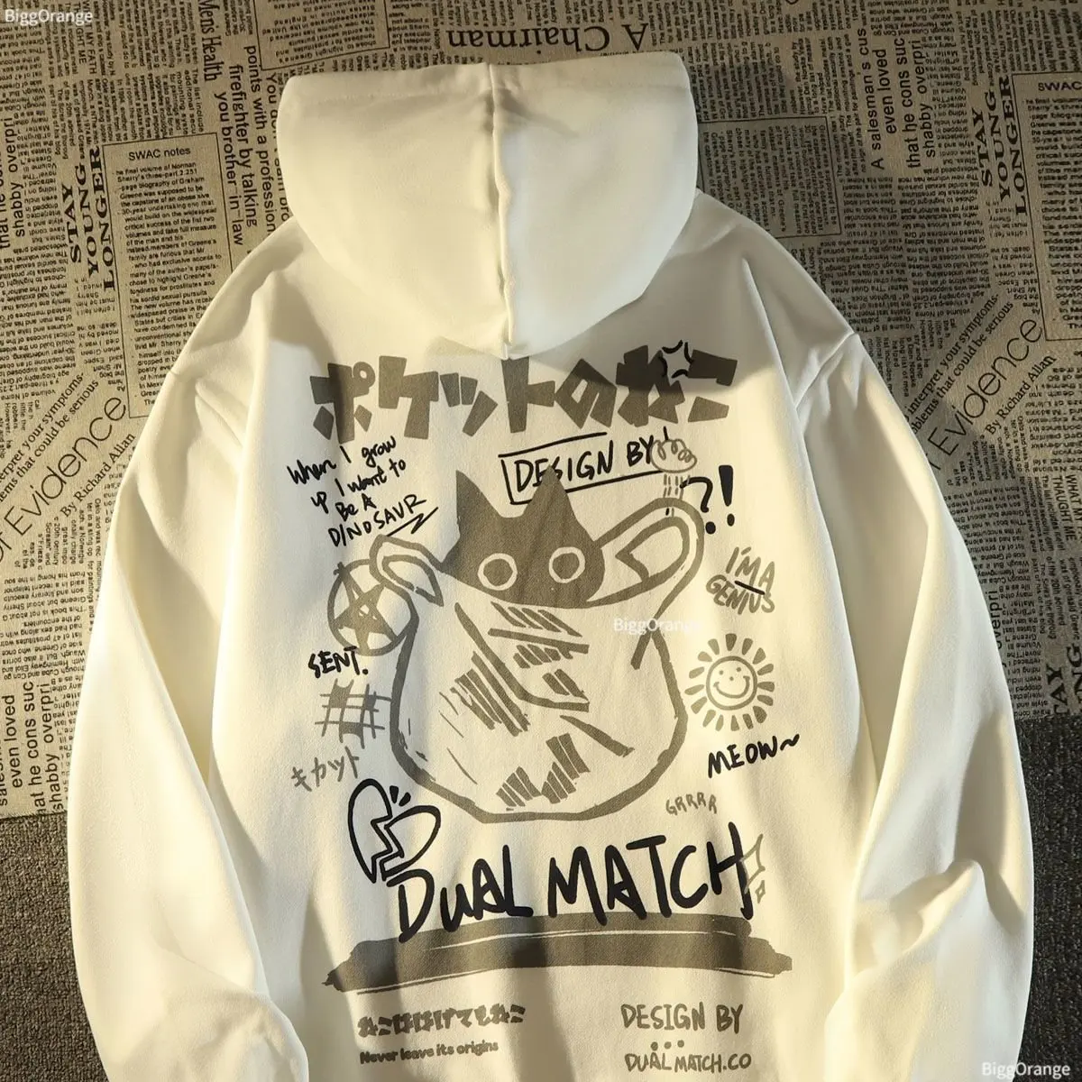 

New in Retro Cat hoodie Streetwear Women Loose Japanese Oversize Silver Fox Velvet Coat Y2k Sweatshirts Casual Kawaii clothes