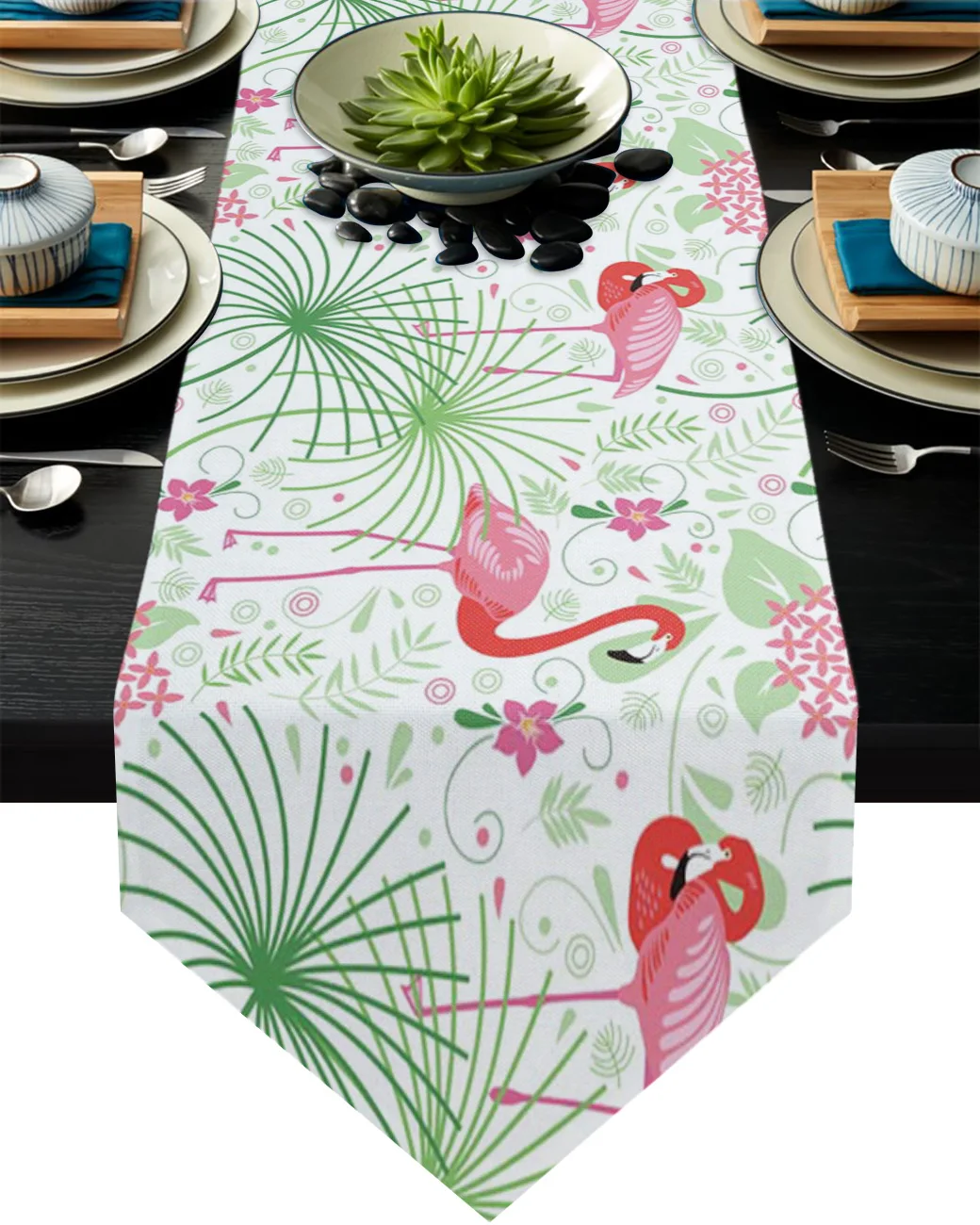 

Настольная дорожка с рисунком фламинго, цветов, тропических джунглей, с ковриками для кухни, кофейного столика, обеденного стола, декоратив...