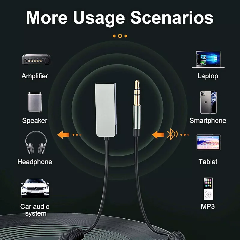 

2023 трендовый Bluetooth Aux адаптер беспроводной Автомобильный приемник USB к разъему 3,5 мм аудио музыкальный микрофон адаптер громкой связи для ав...
