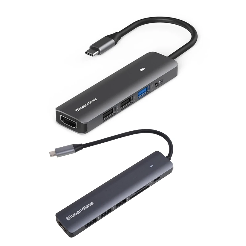

B0KA Blueendless Type C Hub 5/7 в 1 HDMI-совместимая док-станция USB 3,0 Type-C док-станция PD100W SD TF 5G быстрое разветвитель мощности