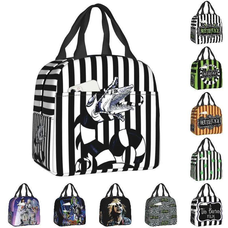 Beetlejuice Sandworm Insulated Lunch Bag for Women Portable Tim Burton Horror Movie Cooler Thermal Lunch Box Work Picnic Bags