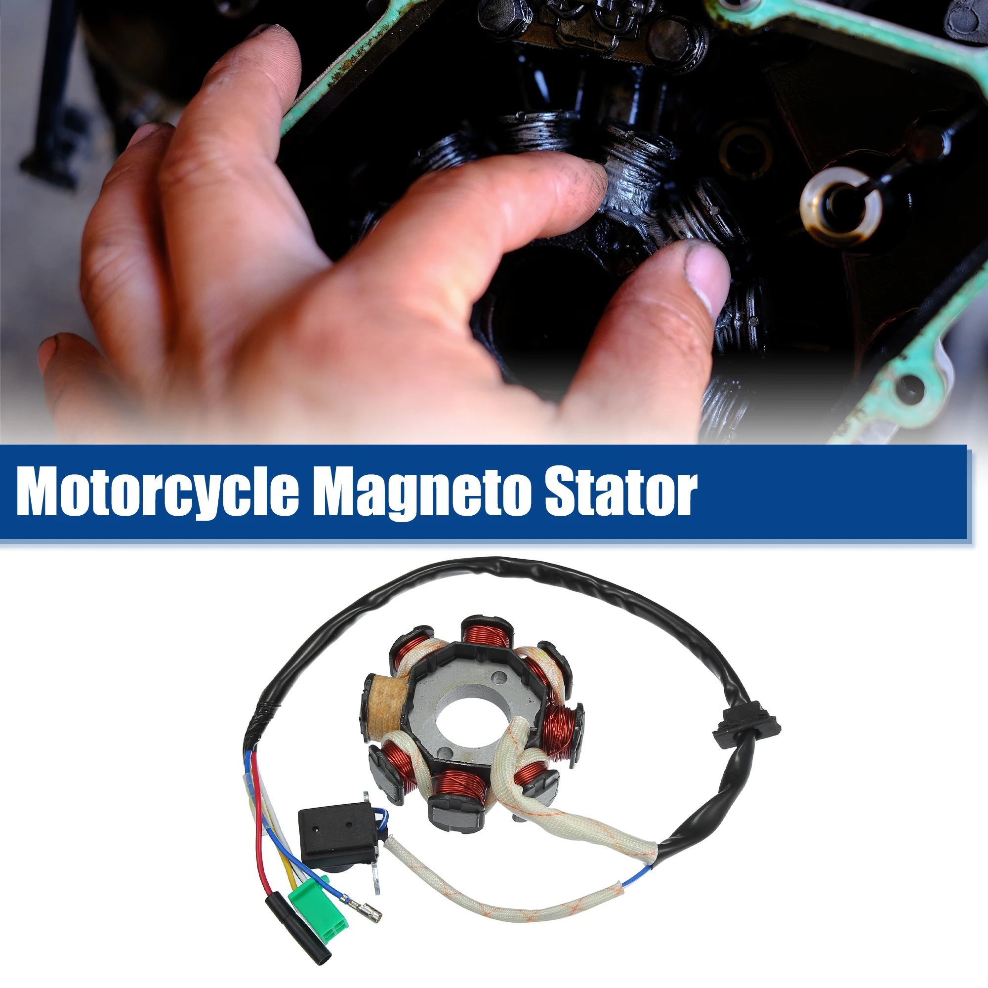 

Motoforti 5 Wires 8 Pole AC Motorcycle Magneto Stator Plate Ignition Coil for 125cc 150cc GY6 Engine for ATV Scooter Go-Kart