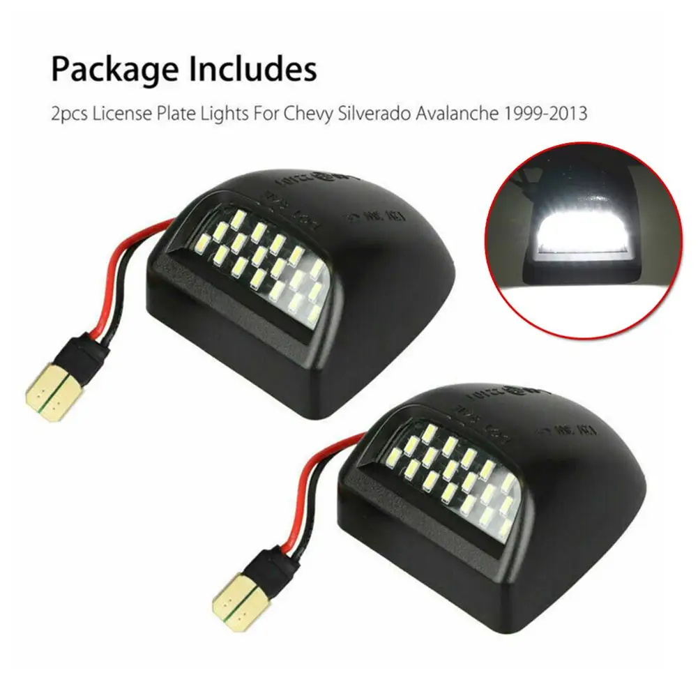 

100 MA 1999-2013 For Chevrolet For Silverado 1500 Accessories LED Plate Light 3528SMD 6000K Black License White