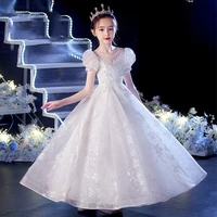 childrens dress princess dress girl baby birthday flower girl wedding dress host catwalk piano performance dress 2022 new