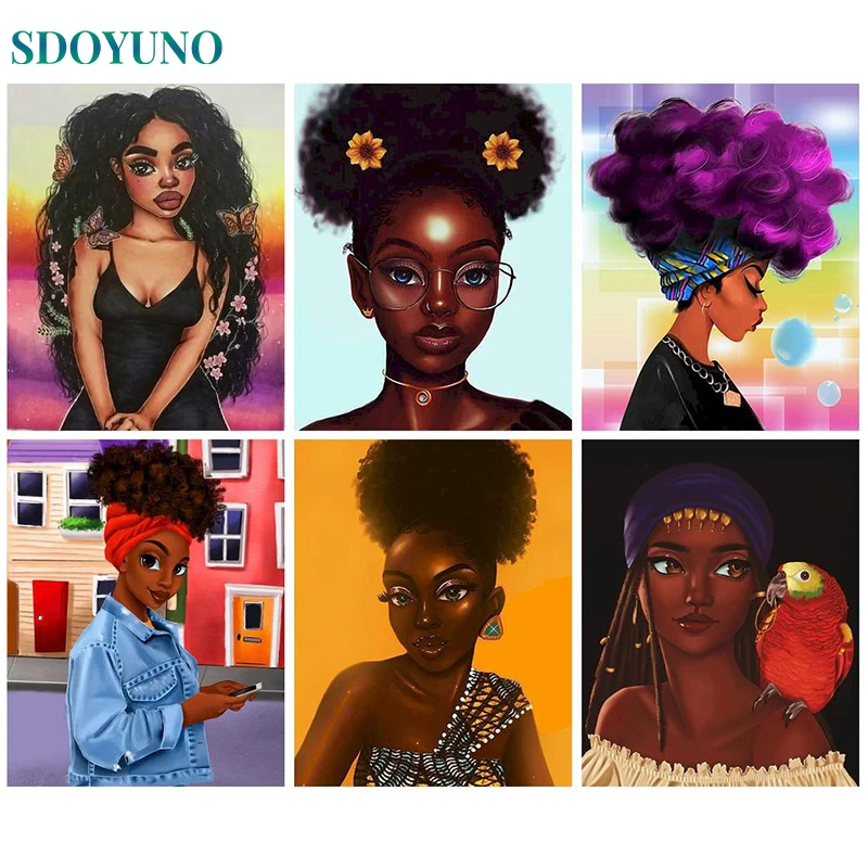 

SDOYUNO Painting By Numbers Women On Canvas With Frame Handmade Drawing Paints For Adults Picture Coloring By Number Decor
