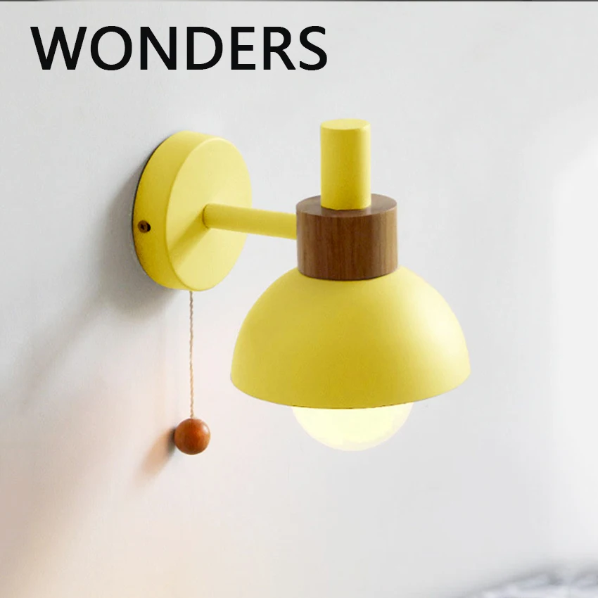 LED Wall Lamps Nordic Colorful Wall Lights with switch to Bedroom Living Room Decors Lighting Sconces Simple Home Decor Lamps