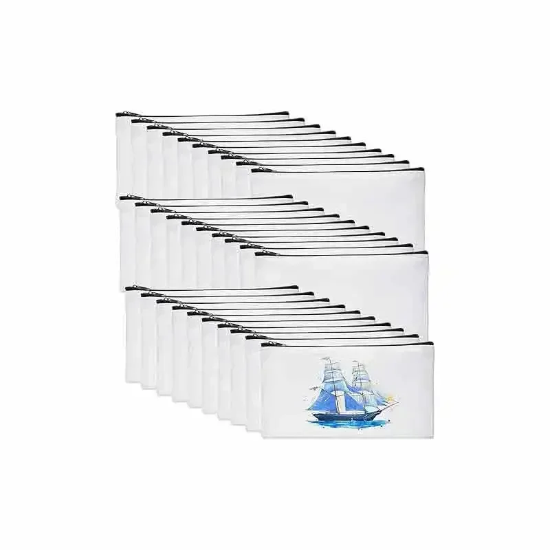 VSW1 Сублимационная пустая холщовая сумка на молнии Холщовый пенал для ручек Сумка