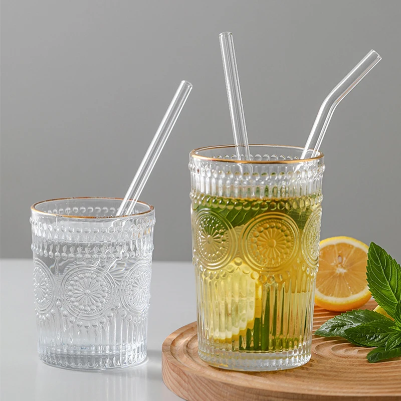 

Glass Straw Transparent Creative Heat-resistant Borosilicate Crystal Straw Straight and Curved Design with Cleaning Brush