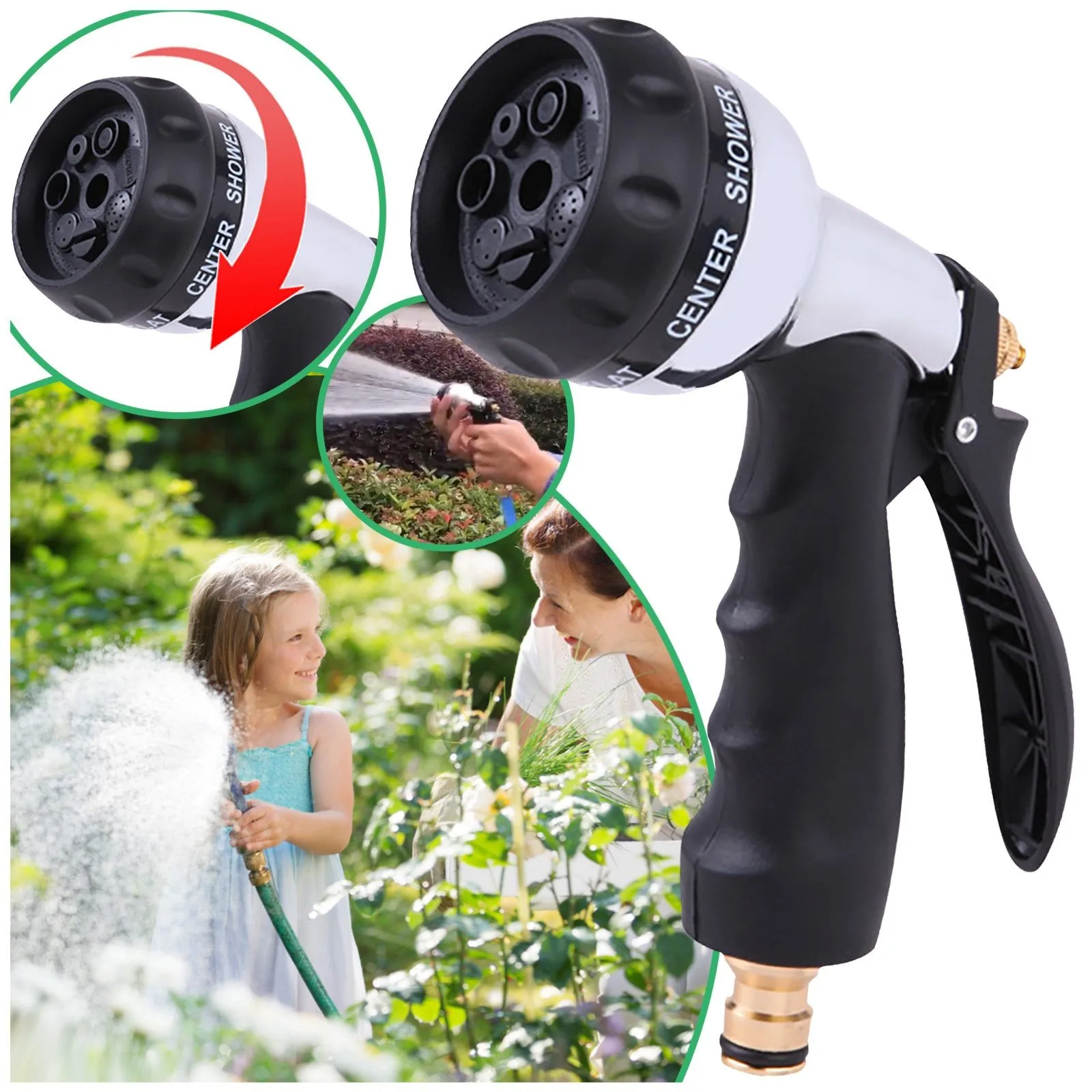 

Garden Hose Nozzle Heavy Duty Hose Nozzle With 7 Adjustable Watering Patterns Multifunctional Hoses Expandable 50 Ft Heavy Duty