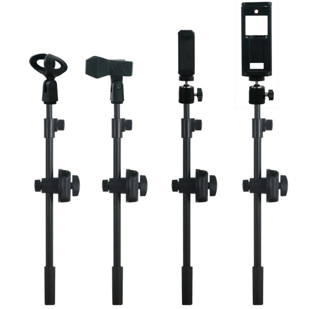 

360° Rotating Adjustable Microphone Stand Bracket Boom Arms With Phone Clip 80CM Microphone Crossbar Stand Tripod Pole Accessory