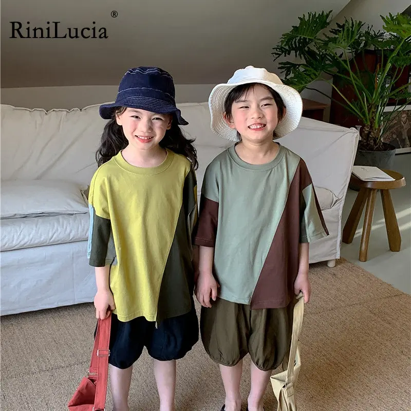 

2023 Kids Baby Boys T-shirts Children Summer Vest Top Outfit Kid Boy Girl Color Contrast Tops Clothes Tees Playsuits