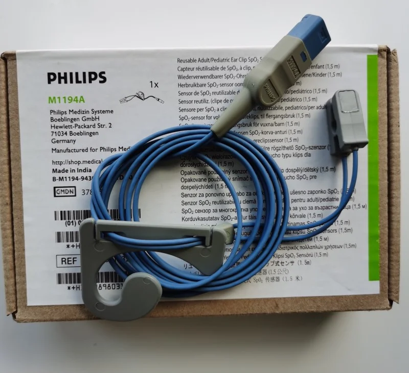 

PHILIPS Original M1194A Reusable Blood oxygen ear clip SpO2 Sensor. REF: 989803103251