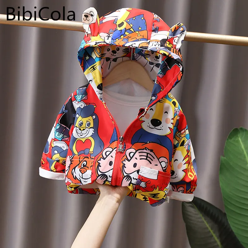 

Детская одежда; Куртки для мальчиков; Детская ветровка на молнии с капюшоном; Модное пальто с принтом для малышей; Детские Водонепроницаемы...