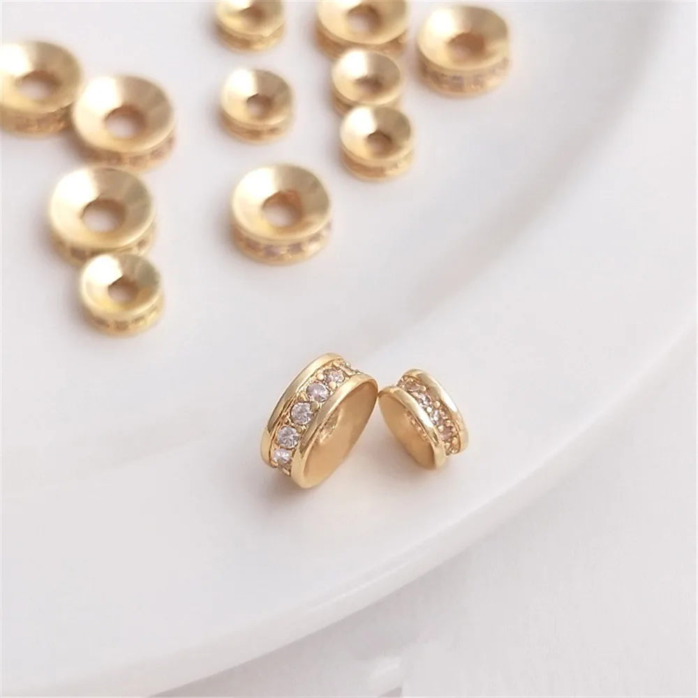 

14K Gold Filled Plated Zircon concave wheel bead divider bracelet necklace bead divider accessories DIY jewelry with material