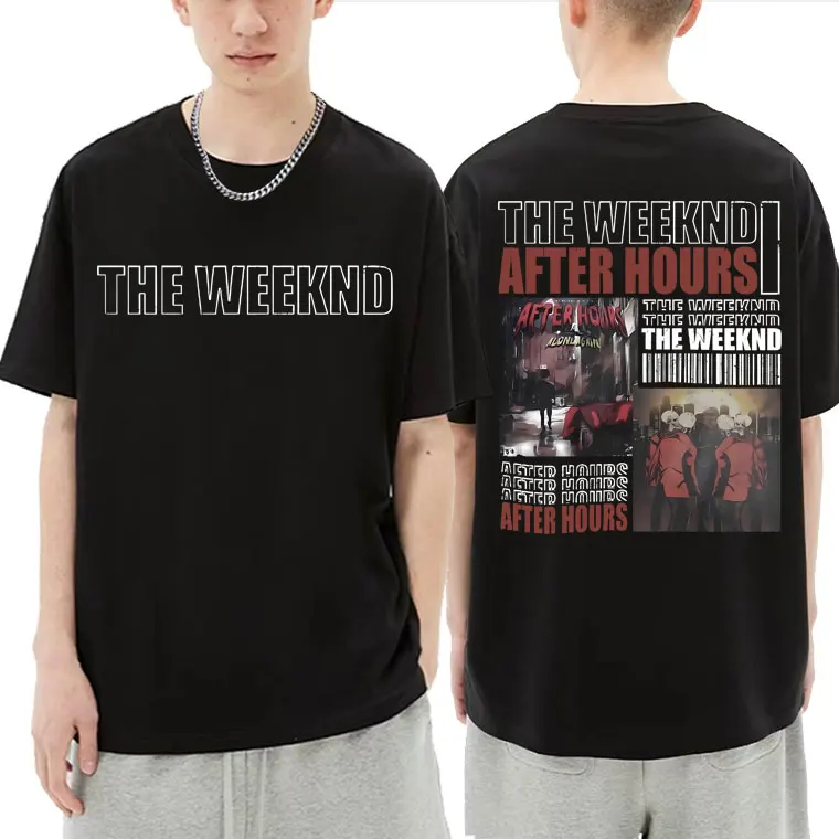 

The Weeknd After Hours Double Sided Print Tshirt Summer Men's Fashion Hip Hop Loose T Shirt Men Women Vintage Cotton T-shirts