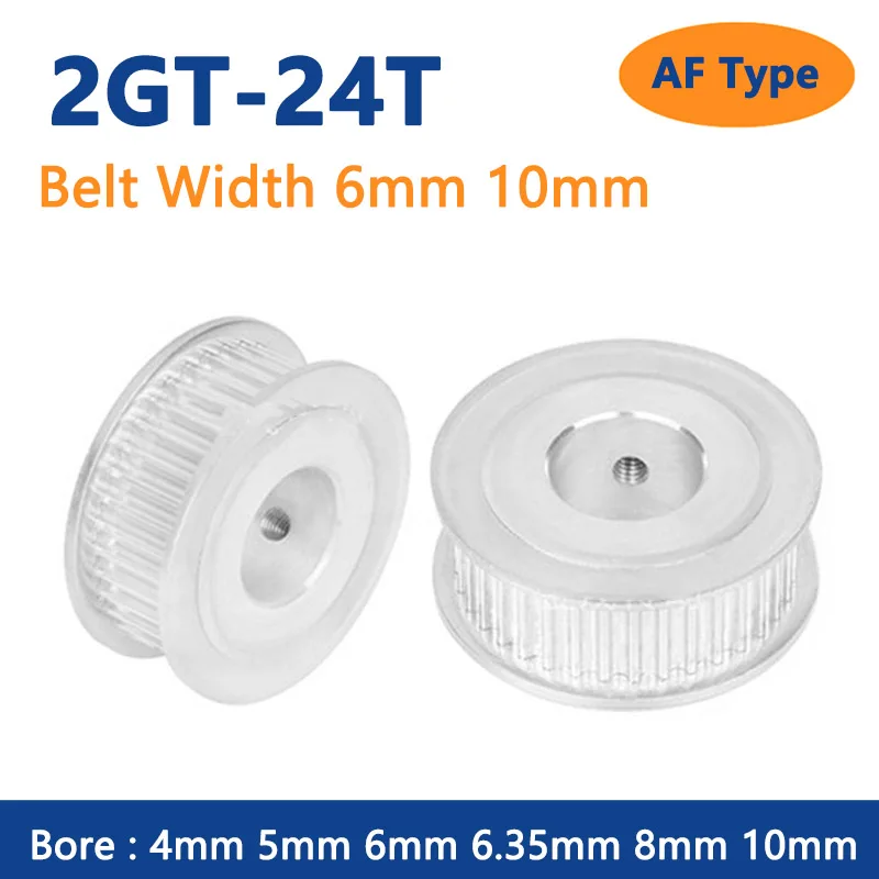 

1pc 24Teeth 2GT Timing Pulley Bore 4mm 5mm 6mm 6.35mm 8mm 10mm for Width 6mm 10mm 2GT Synchronous Belt GT2 24T AF Type