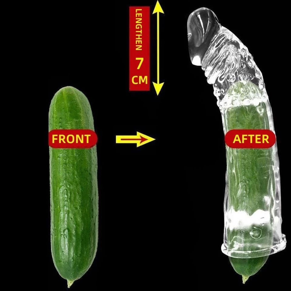 

Reusable Penis Sleeve Extender Reusable Condoms Sex Toys for Men Dick Enlarger Extend 4/7/10cm Cock Sleeve Transparent/Flesh