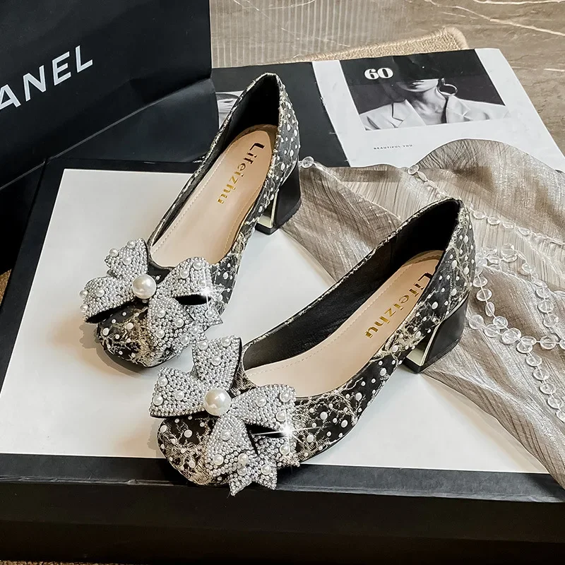 Большой размер-43 модная женская обувь в стиле ретро на высоком каблуке