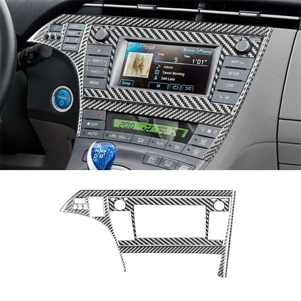 

For Toyota Prius 2009-2015 Carbon Fiber Central Console CD Panel Cover Trim Interior Sticker Accessories