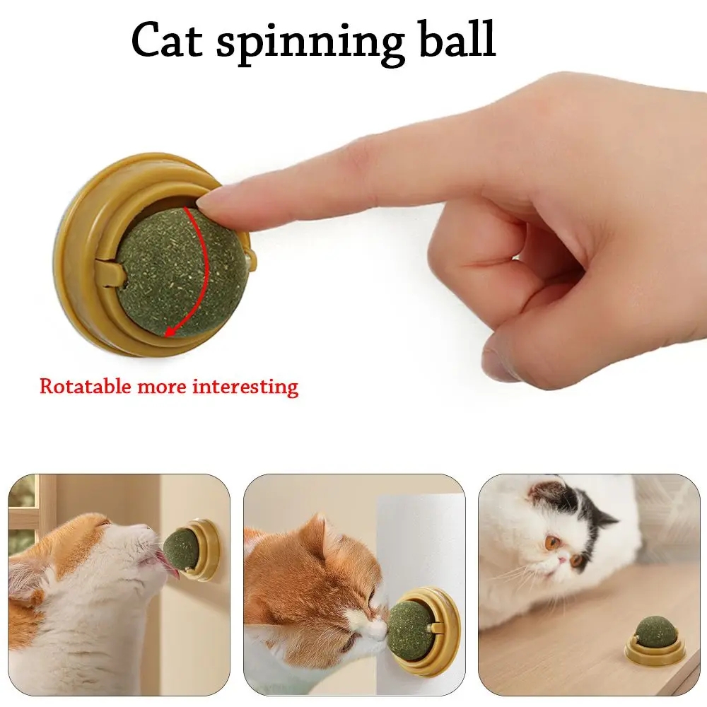 

New Edible Teeth Cleaning Cat Toys Interactive Cat Mint Rotatable Catnip Balls