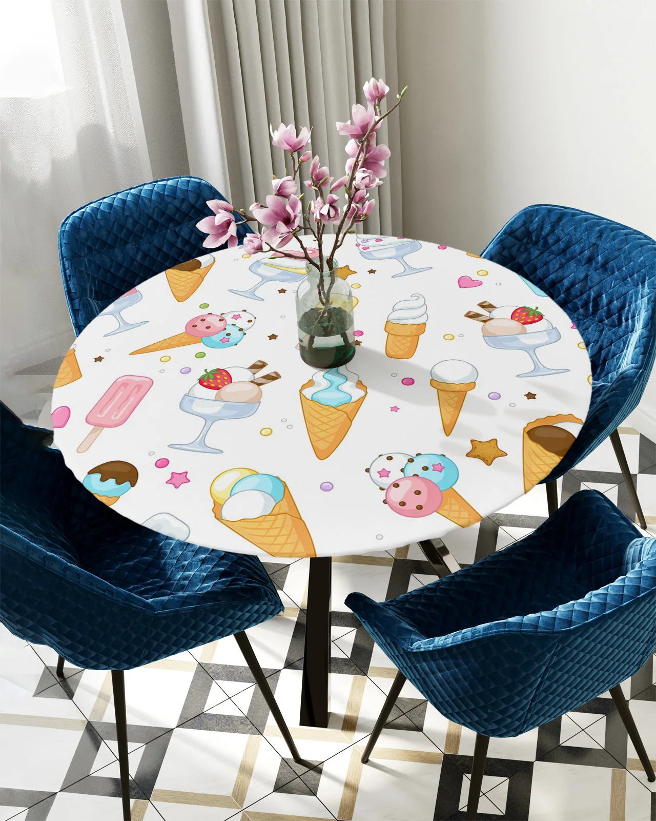 Home Kitchen Dining Room Waterproof Elastic Tablecloth