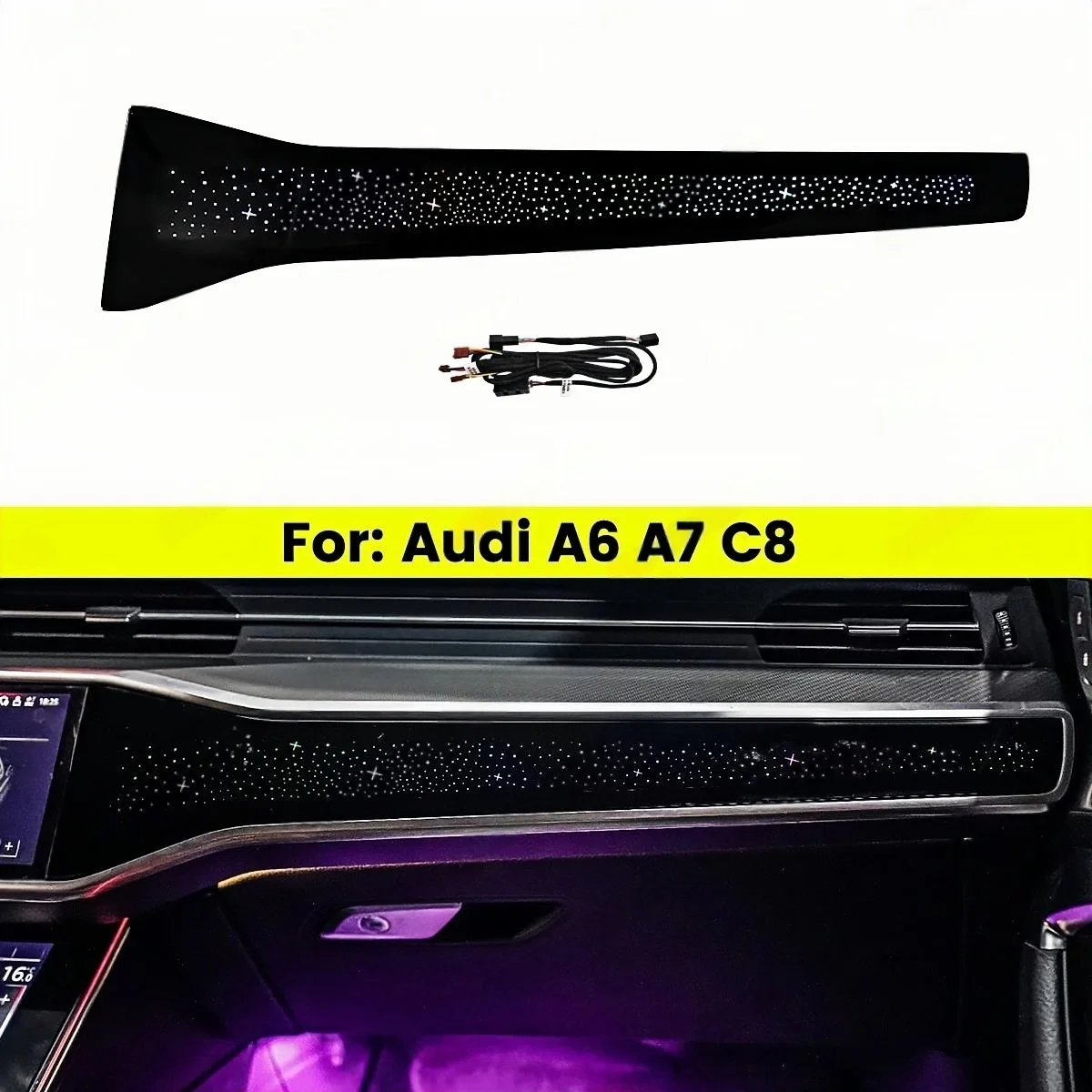 Фото 32-цветные светодиодные лампы для интерьера автомобиля Audi A6 A7 C8 RS6 RS7, декоративная подсветка для пассажирского сиденья, элементы декоративной подсветки салона. №2