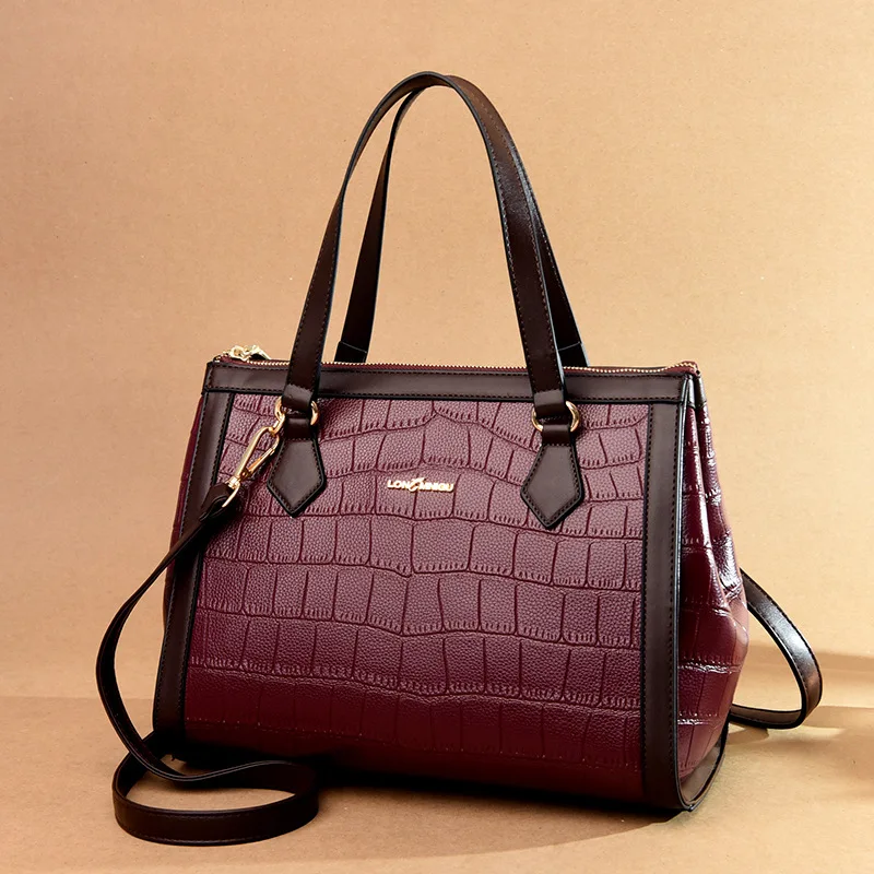 

Genuine Leather Luxury Tote Bags for Women Fashion Brand Top Handle Bags Woman Designer Handbag Female Shoulder Crossbody Bag