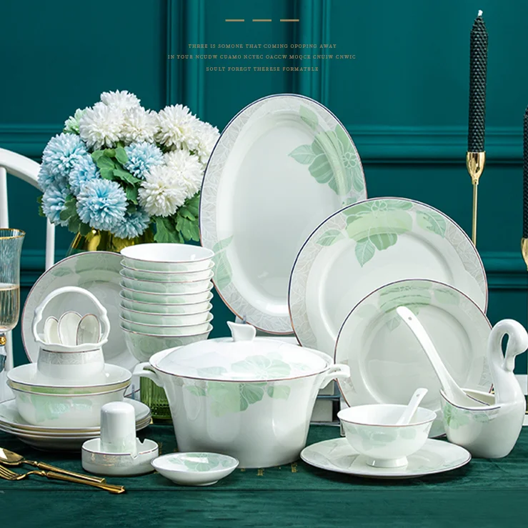 Набор тарелок из костяного фарфора сервировка роскошные современные столовые