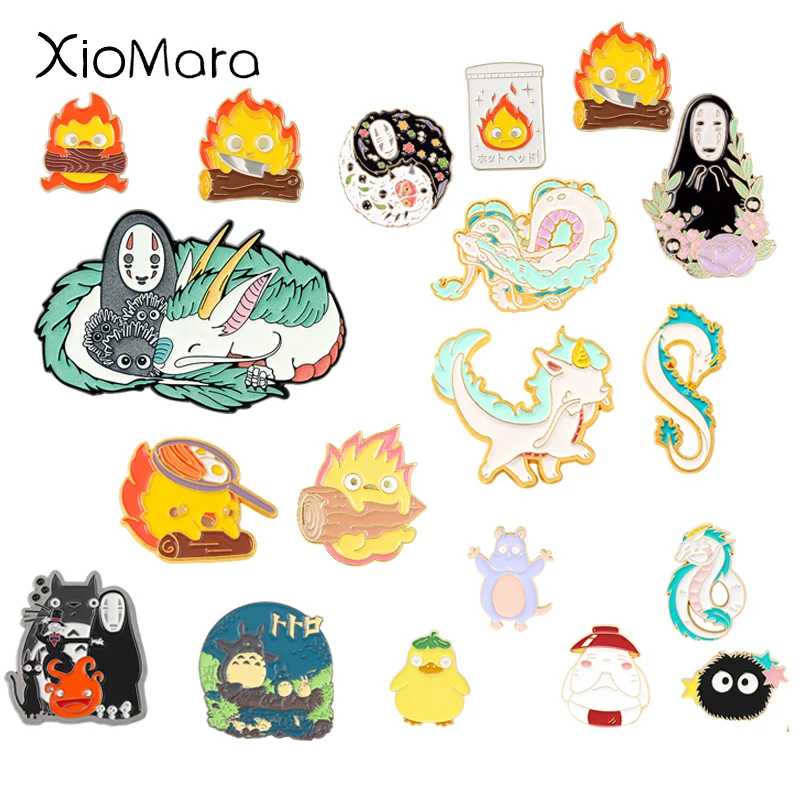 

Studio Ghibl Dragon Enamel Pins Cute Flame Elves Anime Brooches Lapel Pin Cartoon Badges Backpack Jewelry Gifts For Fans Friends