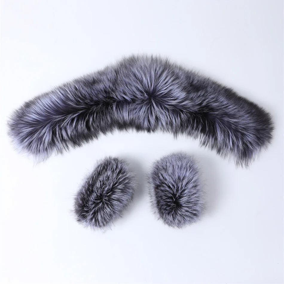 maomaokong Winter New Fashion 100% Real Fur Cuffs and fur collar Big Natural Raccoon Fur Fox Fur fur collar