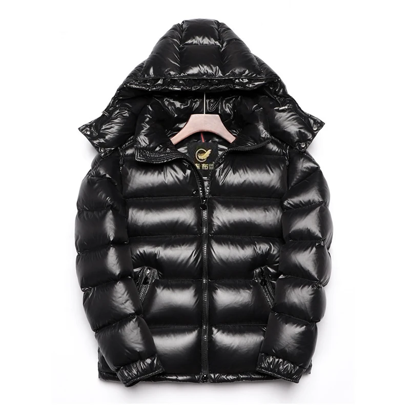 Hong Kong style hooded down jacket men's 2022 new winter thickened warm bread jacket loose black coat men