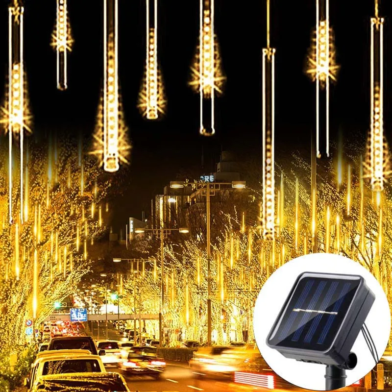 

8 Tubes 144 Leds Solar LED Meteor Shower Rain Lights Holiday String Lights Waterproof Garden Light Christmas Wedding Decoration