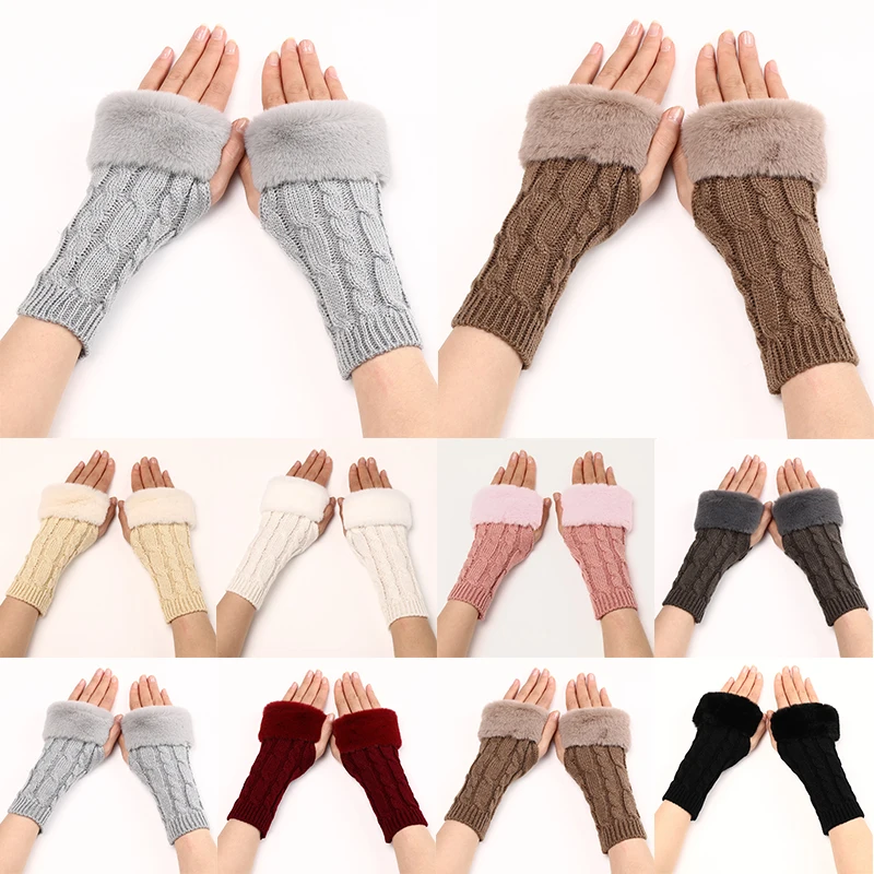 

Women Warm Arm Sleeves Cover Furry Sleeves Gloves Decorative Sleeves Clothing Accessories Driving Knitted Arm Warmers
