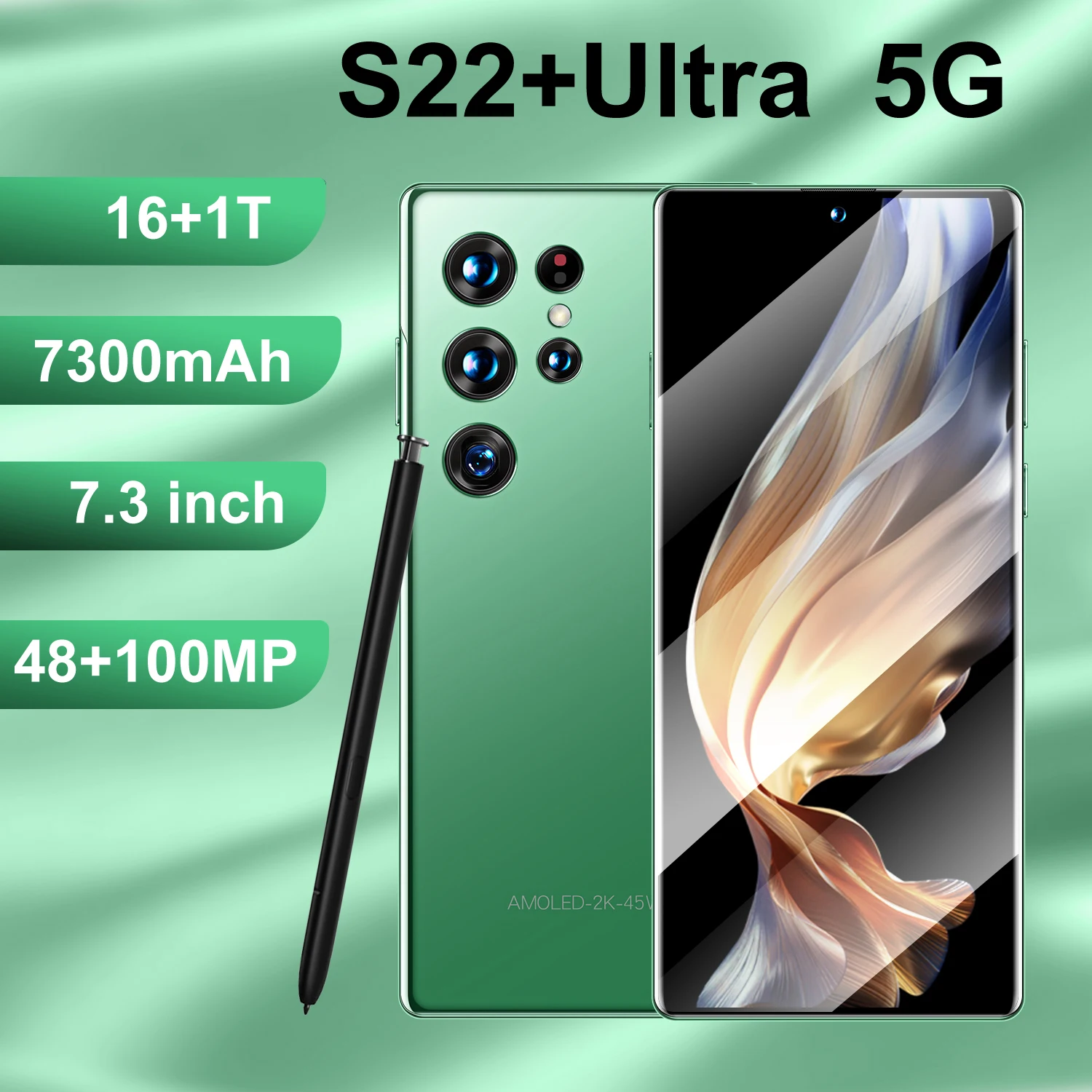 

S22+Ultra Global Version 5G Smartphone 16GB RAM+1TB ROM 7.3Inch 4G Andriod Cell Phone Unlock Mobilephone 7300mAh Cellphones