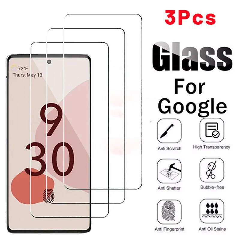 3Pcs For Google Pixel 7 7 Pro 6A 4 4XL 3 3XL Premium Tempered Glass Screen Protector Protective Film HD Clear Protecting Guard