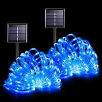 outdoor solar led lights sunlight garlands waterproof fairy string 8 modes tube lamps tree fence party wedding garden decoration