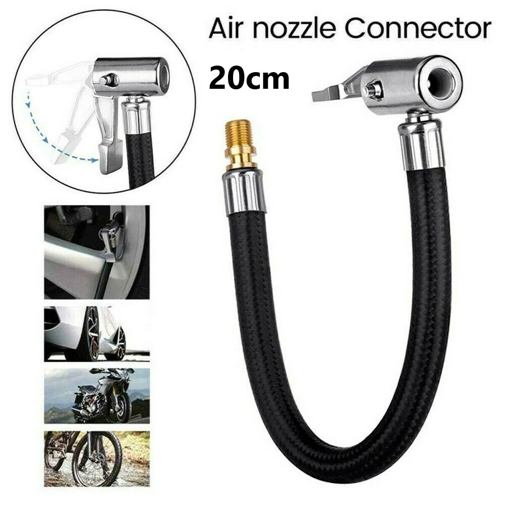 

1pcs 20cm Locking With Air-Hose Inflator Adapter Extension For Bike Motor Car Premium Tire Inflator Hose Adapter Fit Most Vehicl
