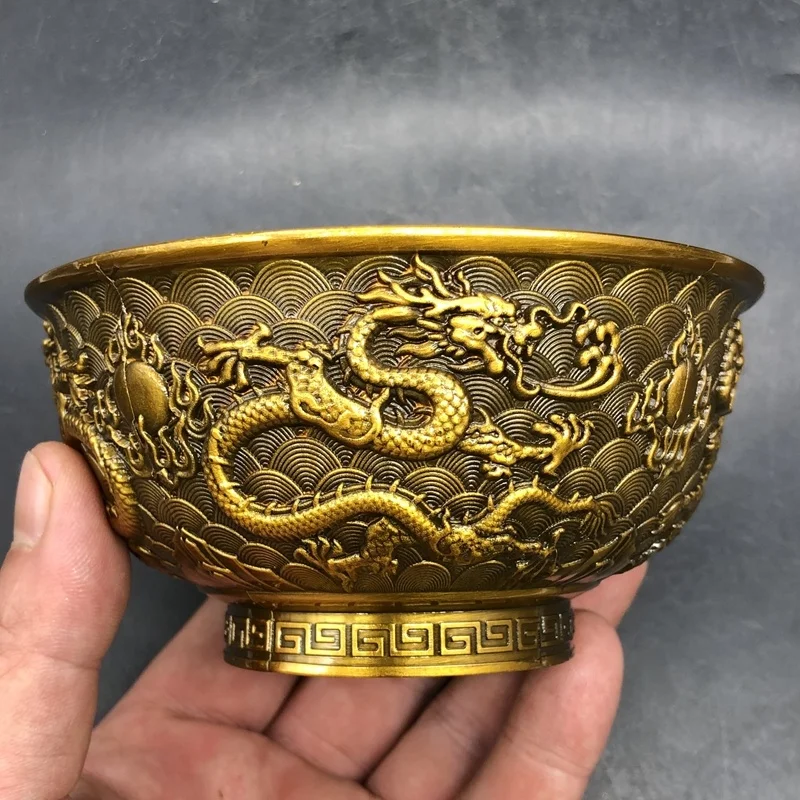 Антикварная разная коллекция имитация династии Цин год Цяньлун двойной дракон