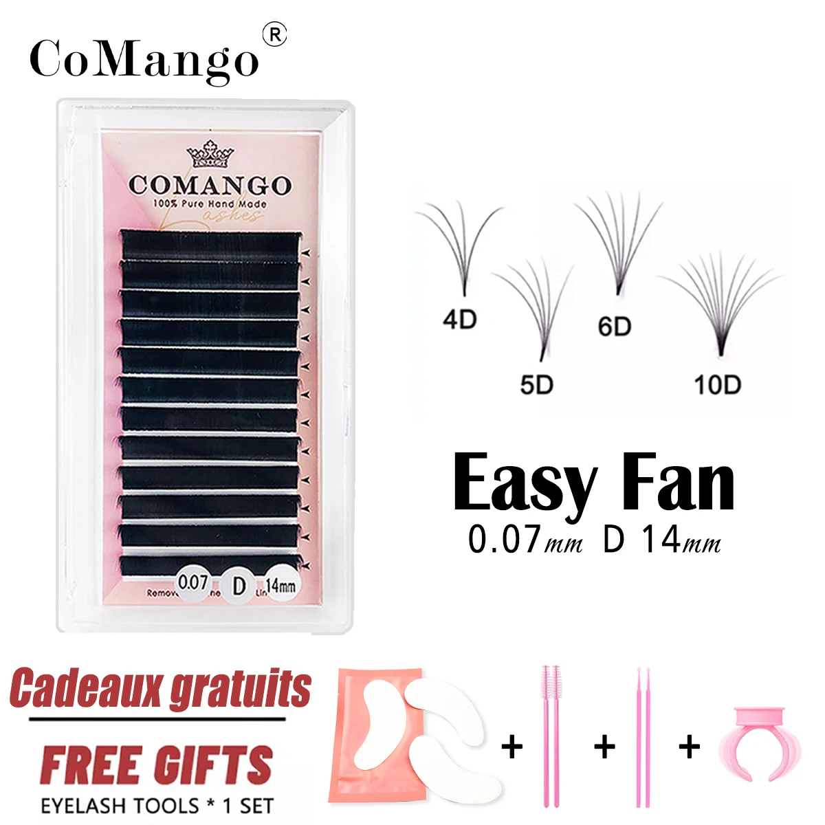 

CoMango 20MM Easy Fan Eyelashes Blooming Eyelash Extension Thick Faux Mink Volume Lash Fast Fans Silk Lashes