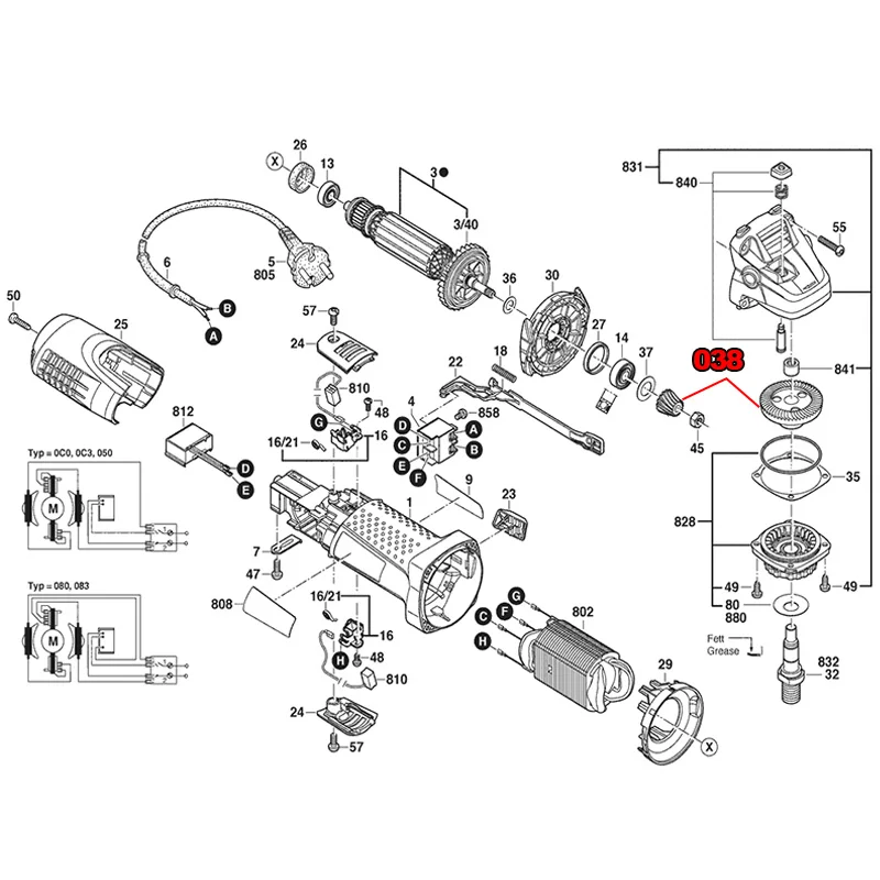Замена комплекта шестерен для BOSCH GWS7-100 GWS 7-115 GWS7-125 GWS750-100/125 шестерня угловой