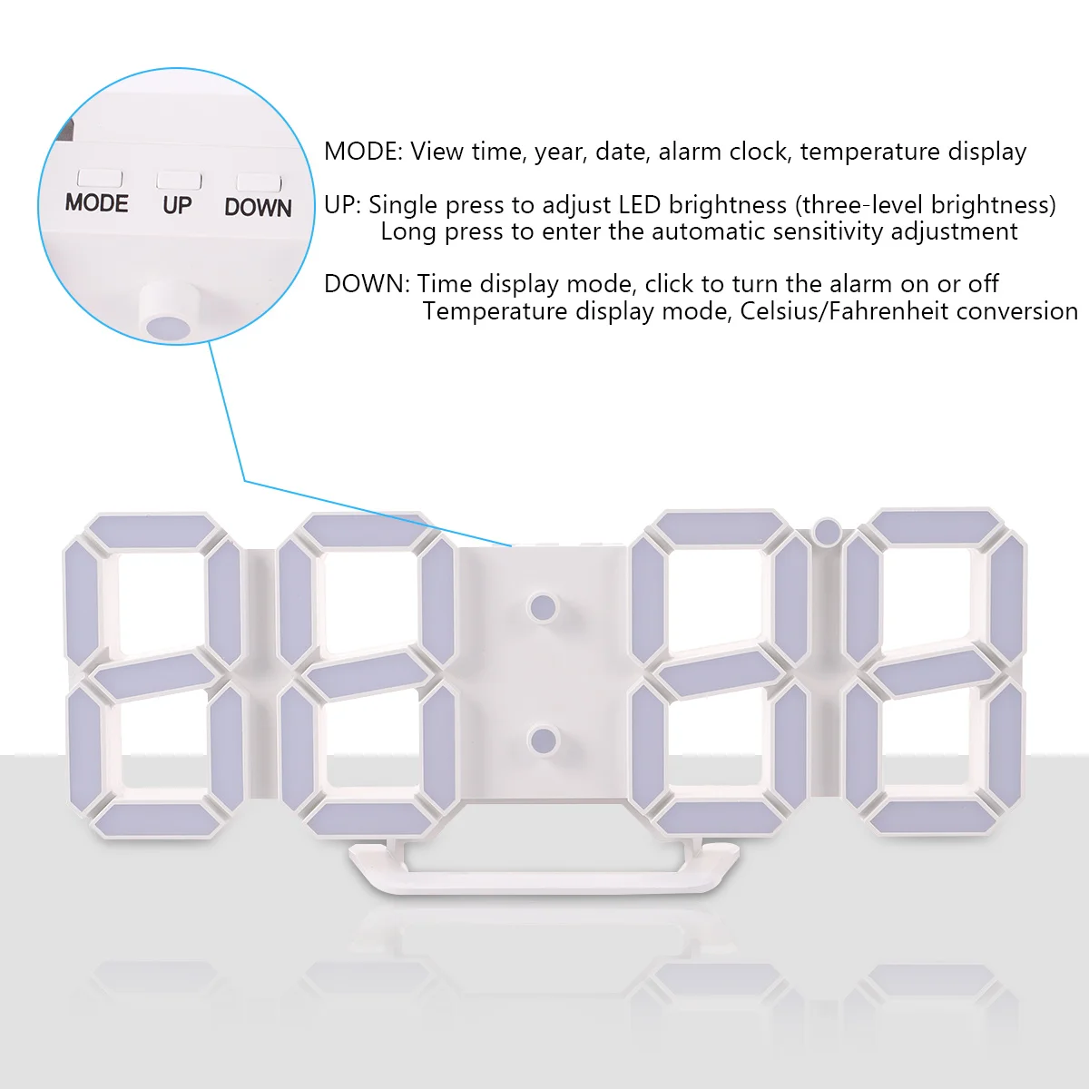 Светодиодные настенные часы с 3D-цифрами цифровые трехмерный светодиод ночная